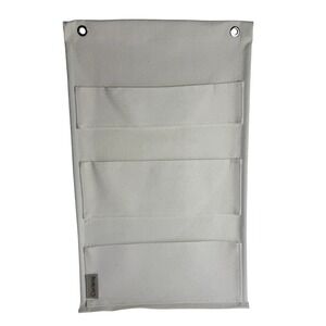 Caraway Over the Door Organizer White Canvas 4 Pocket Wall Hanging Storage